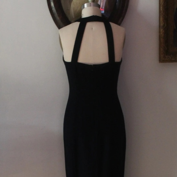 1980's Evan-Picone Black Wool Crepe Dress With Side Slit - Picture 2 of 7
